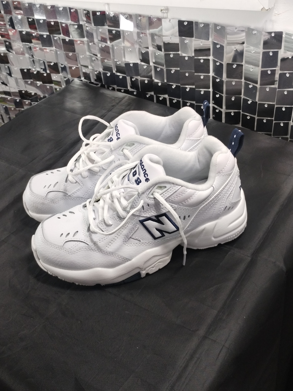 New Balance Kids White & Navy Athletic Sneakers